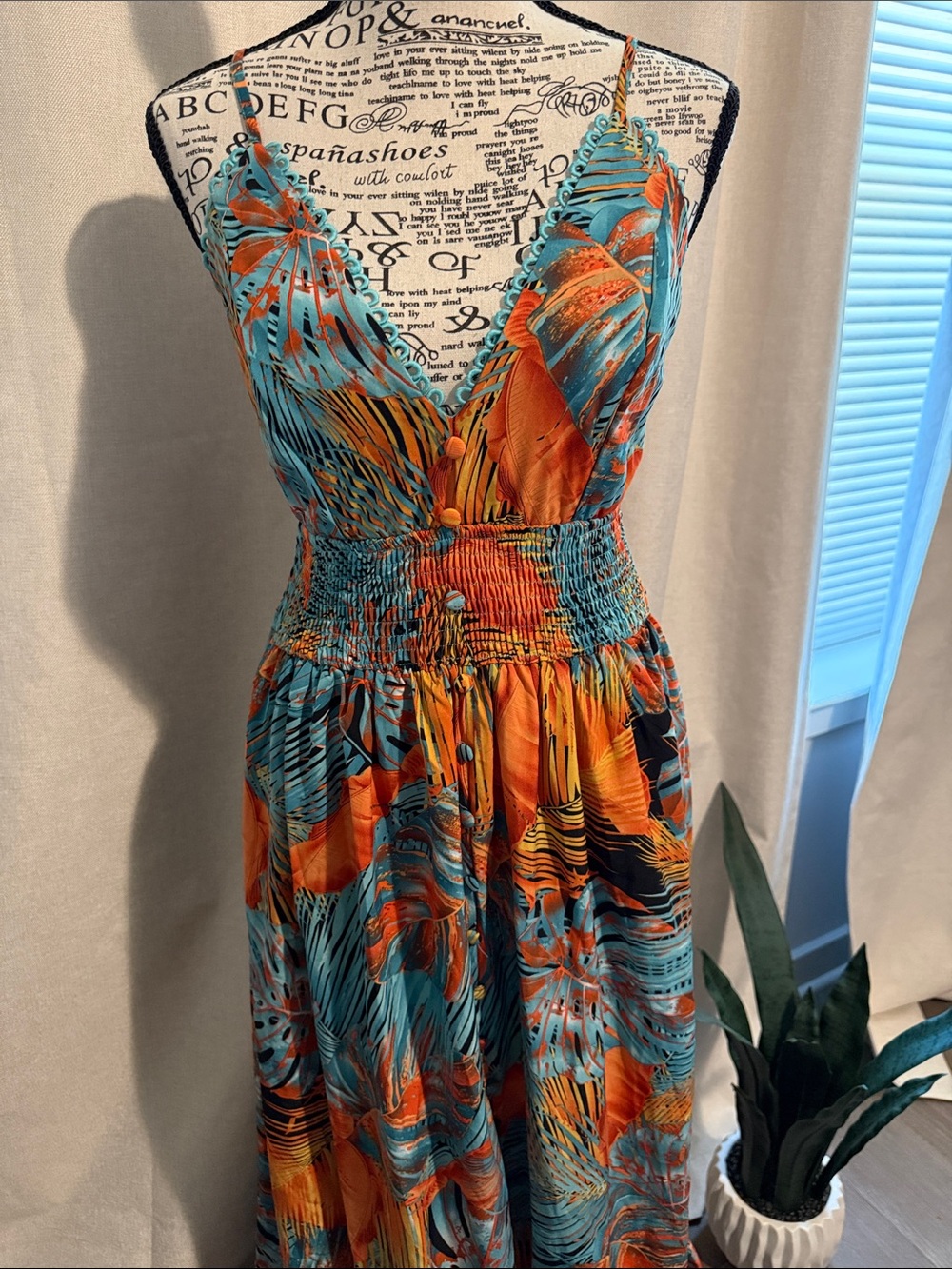 FashionNova Tropical Maxi Dress Sz S - Picture 3 of 13